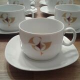 Set consisting of 7 cups and 7 sub cups. Porcelain. Vintage