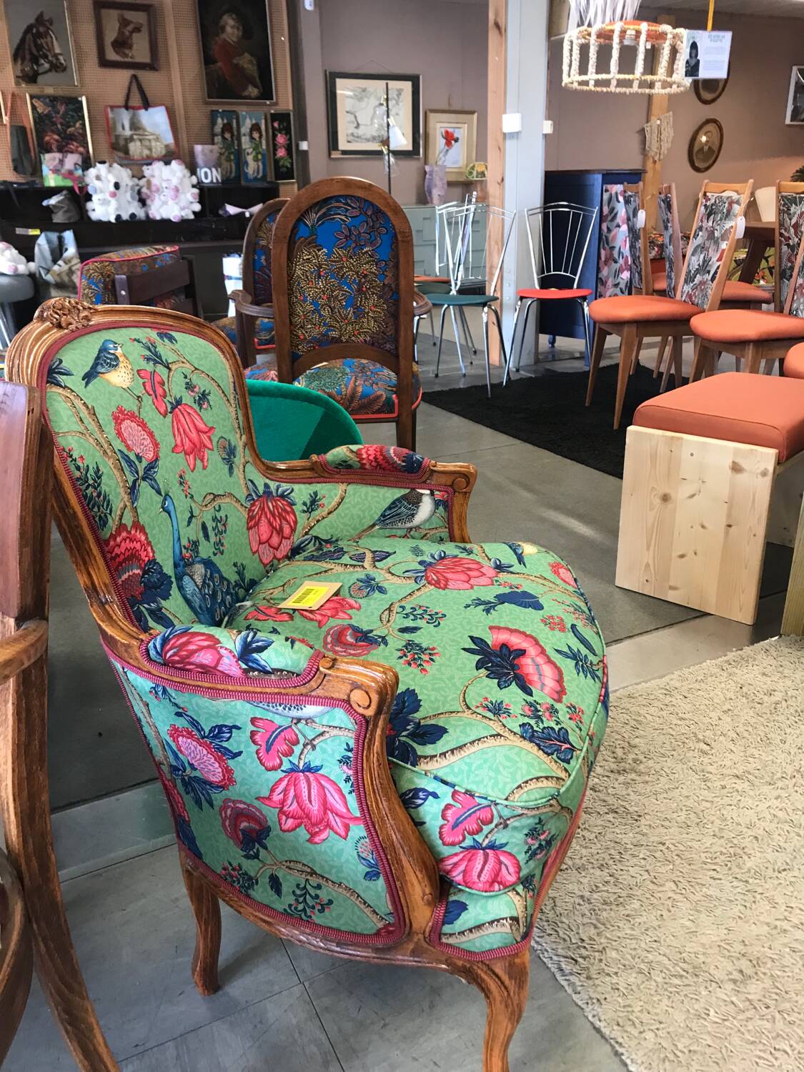 Louis XV style Bergère armchair with floral motifs