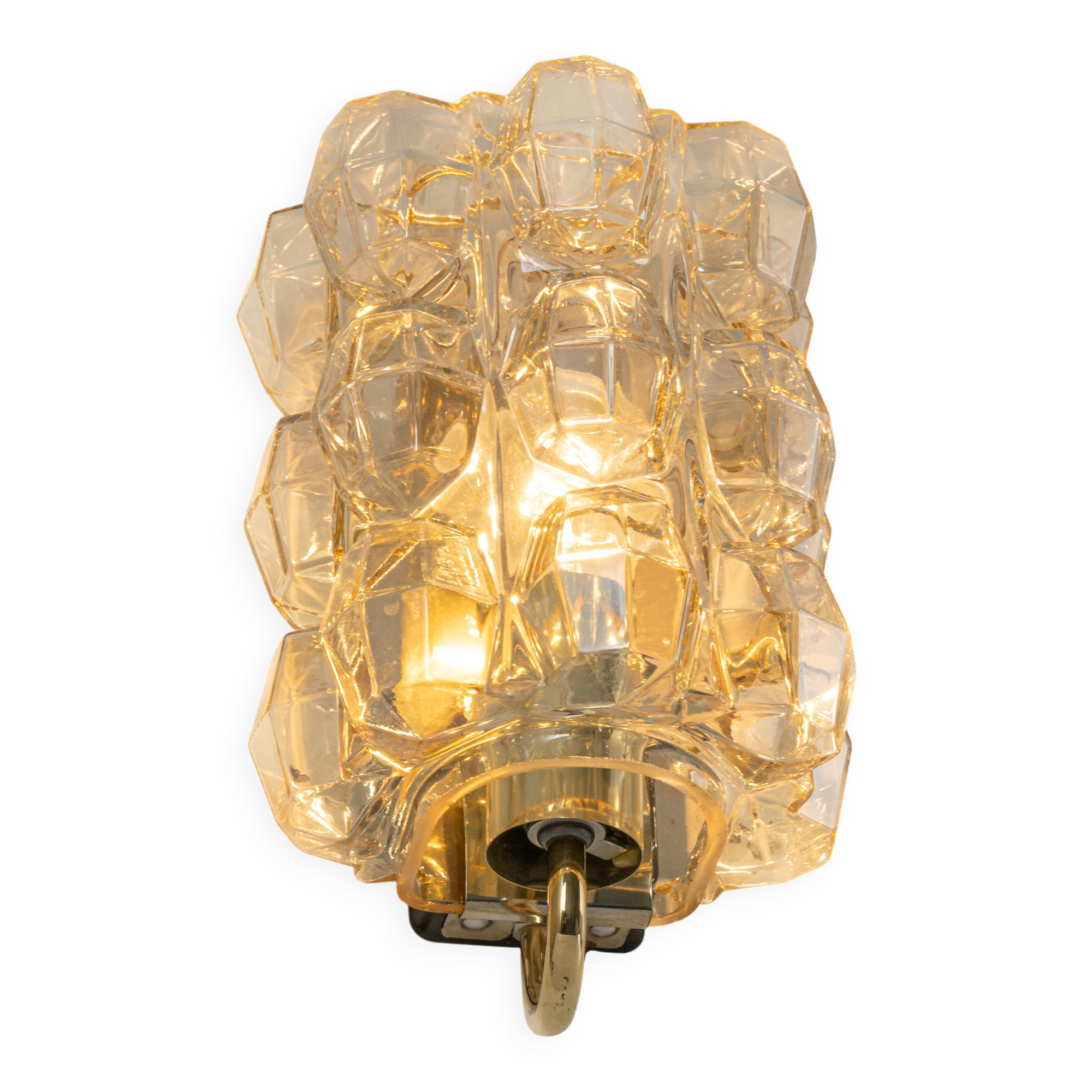 Large amber wall lamp in bubble glass by Helena Tynell, Limburg, Germany.