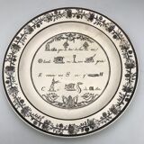 Lot of 6 plates in fine earthenware from choisy-le-roi, p&h, rebus décor; xixth