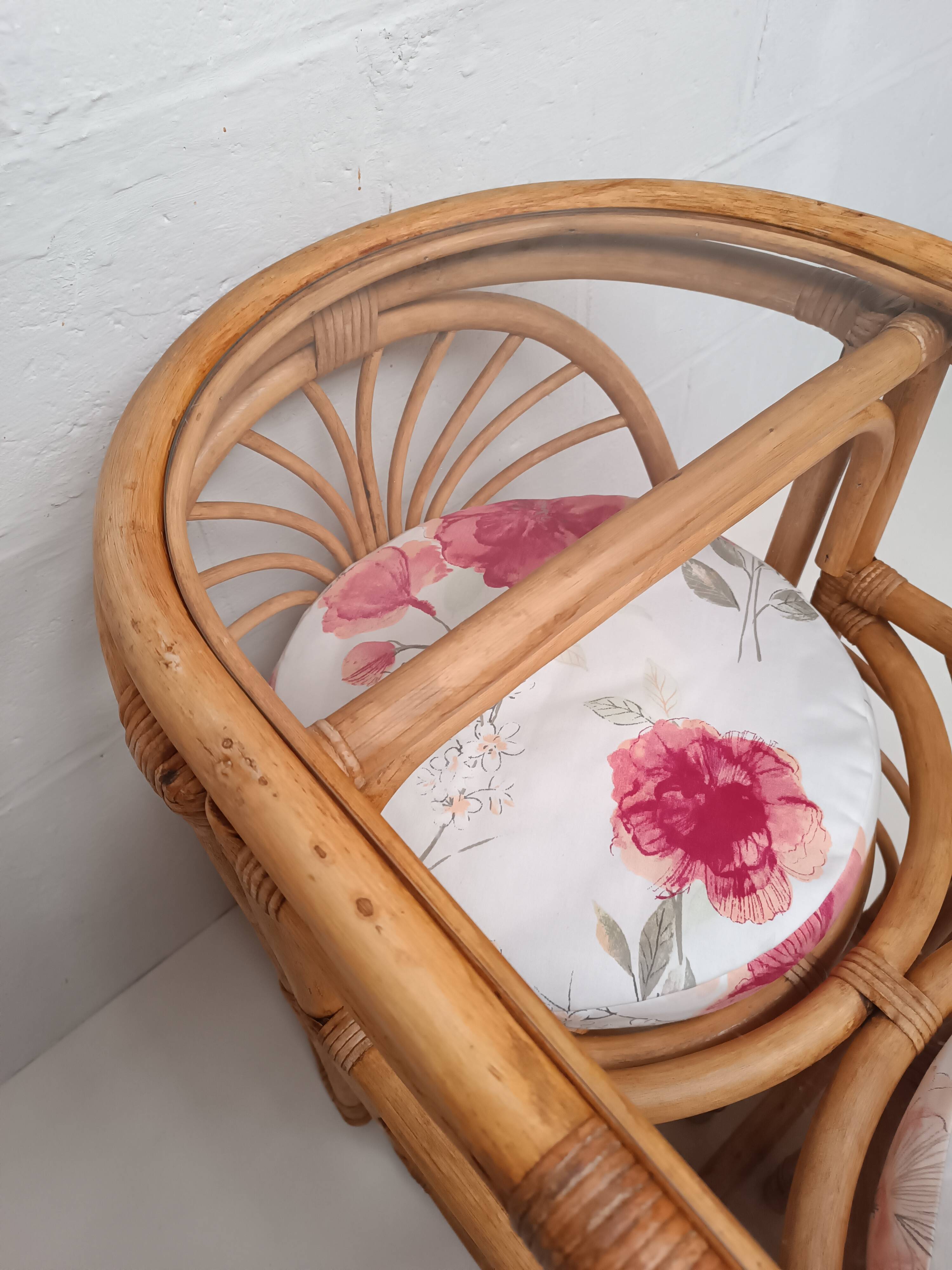 Vintage rattan table and chairs set