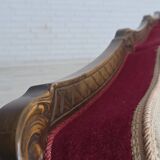 1930s, Danish 3-seater sofa, red furniture velour, furniture mesh.