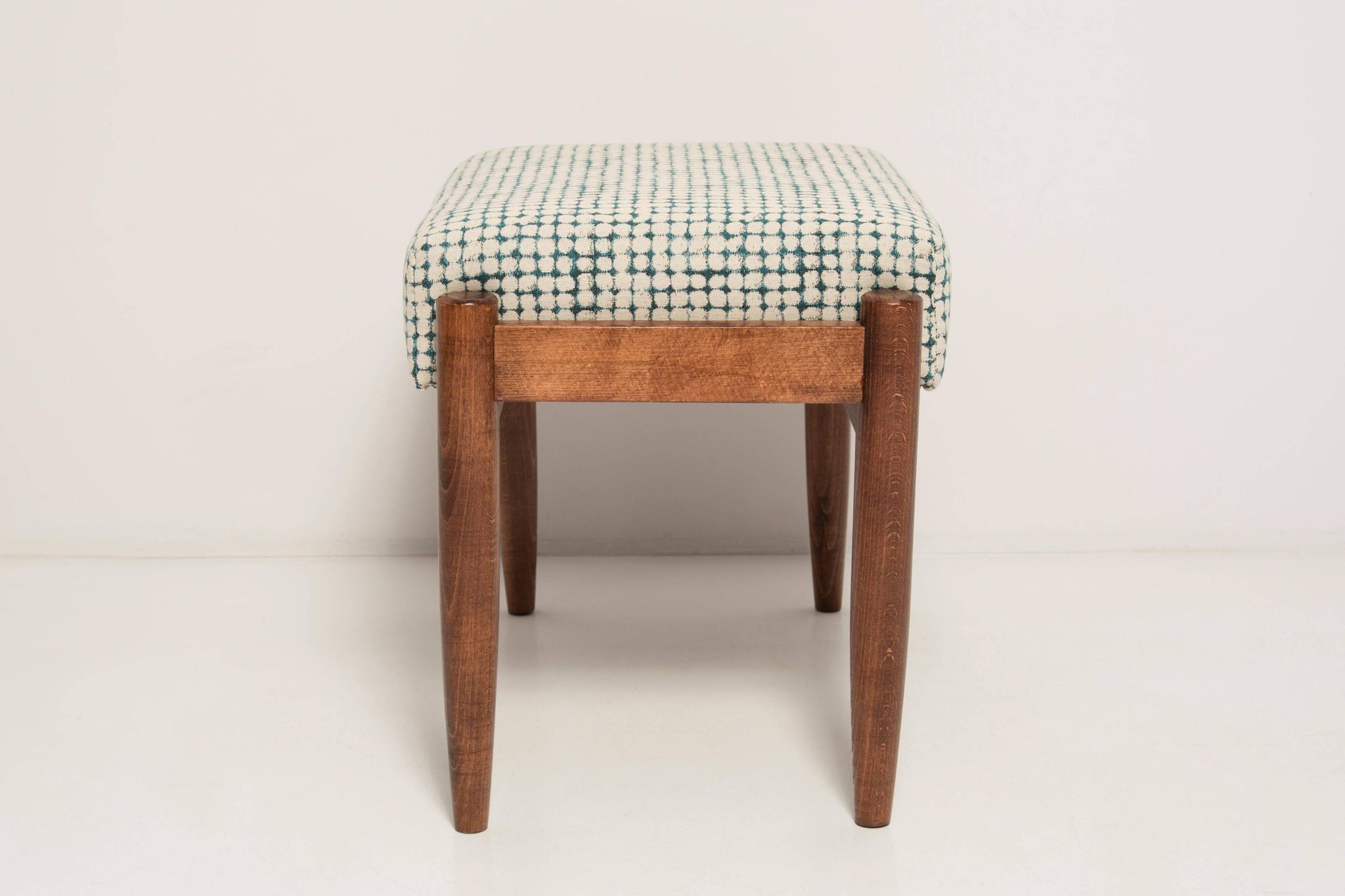 Vintage white and aqua mid-century stool, Edmund Homa, 1960s