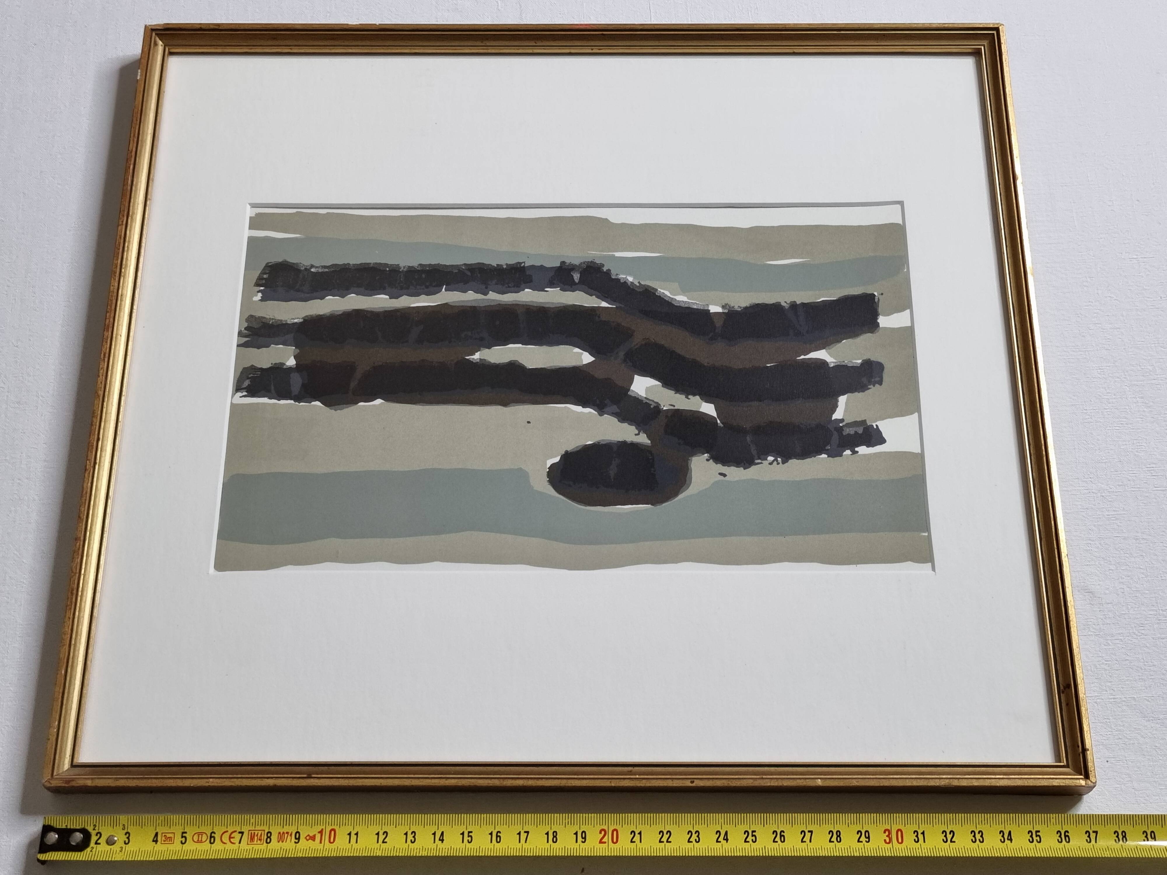 Abstract Lithograph after Raoul Ubac - 1966 - Framed under Glass - 33 x 37 cm