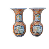 Pair of vases with Petrus Regout Maastricht decoration in Imari style porcelain - 19th century