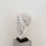 White Bust of Socrates, 1940, Plaster on a Black Marble Base