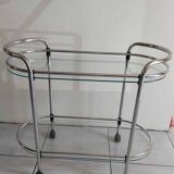 Glass and chrome serving trolley