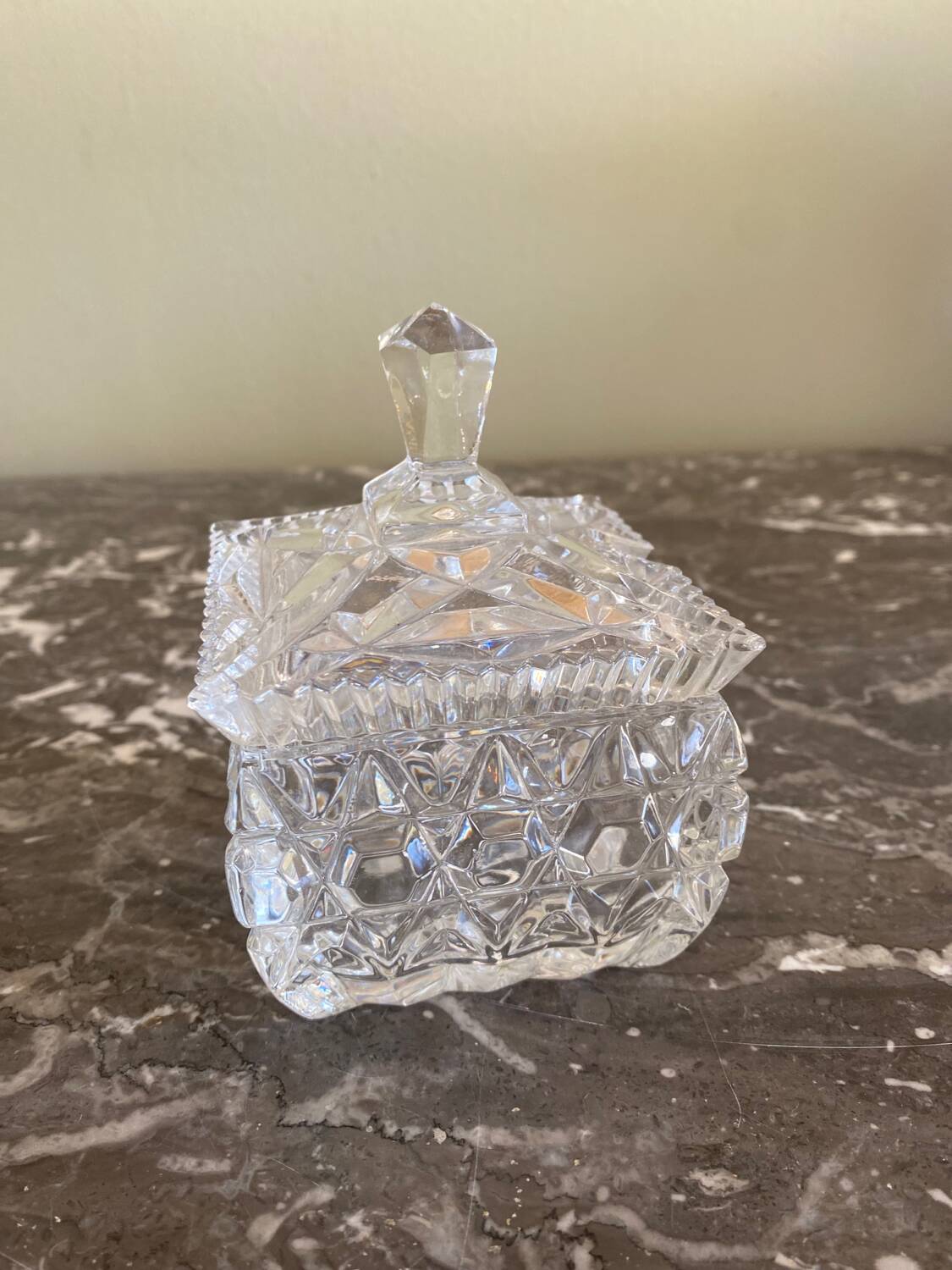 Chiseled glass sugar bowl