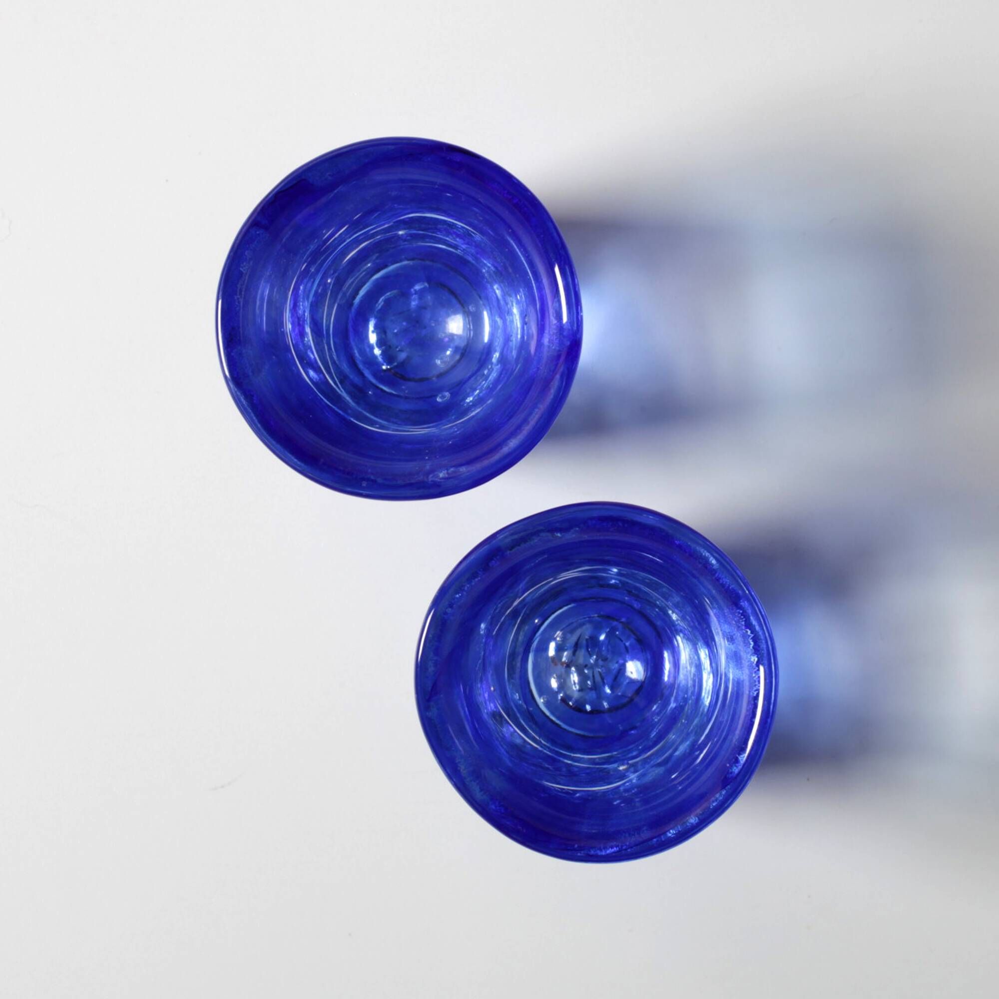 Set of 2 Kosta Boda Blue Shot Glasses 'Mine' by Ulrica Hydman Vallien