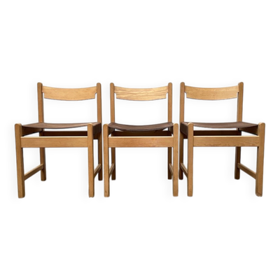 Chaise Safari Suédoise Milieu du Siècle, années 1960, lot de 3