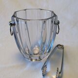 Crystal and silver ice bucket, silver clamp