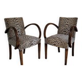 pair of Bridge armchairs, leopard fabric