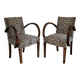 pair of Bridge armchairs, leopard fabric