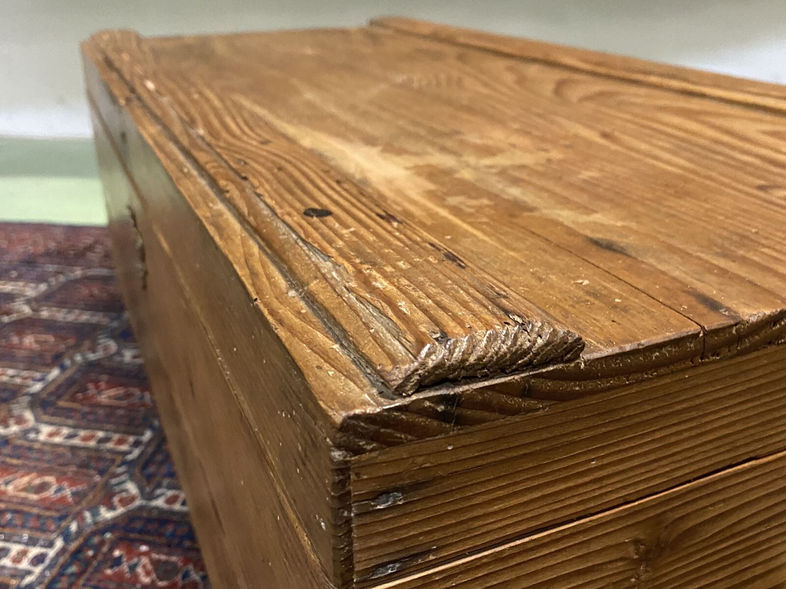 Early 20th century fir box with brass handles