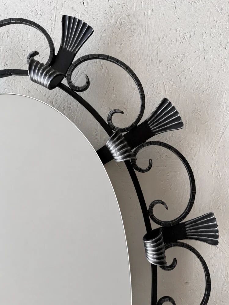 Hillebrand illuminated wall mirror wrought iron 1980s