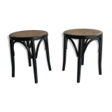 pair of cannage stool and 1940s curved wood