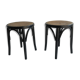 pair of cannage stool and 1940s curved wood