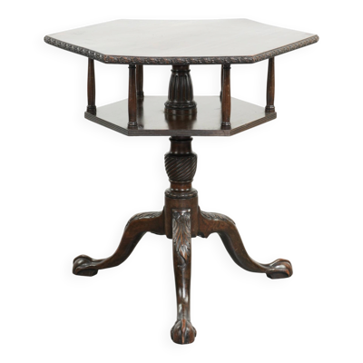 Table de livre/ table d'appoint en bois anglais antique tournante du 19ème siècle