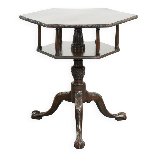 Table de livre/ table d'appoint en bois anglais antique tournante du 19ème siècle