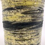 Handmade cracked ceramic vase • 1980s • signed