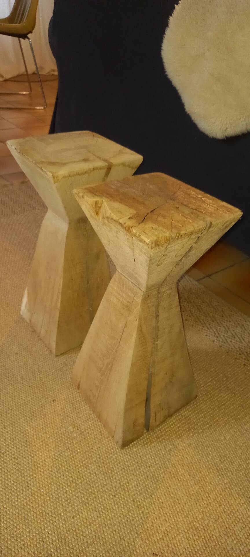 Set of 2 wooden plant stands.