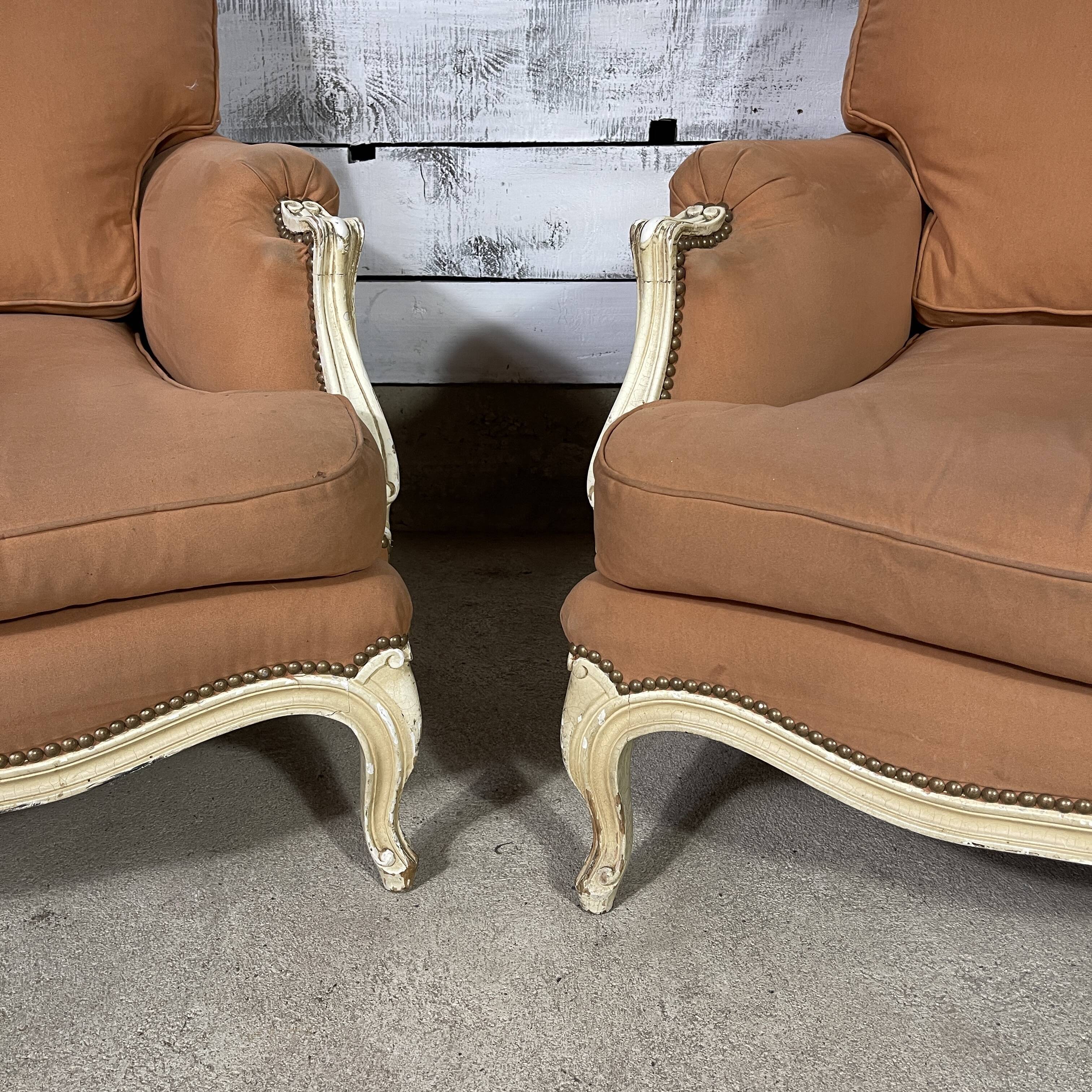 Set of 2 louis XV style shepherdess armchairs