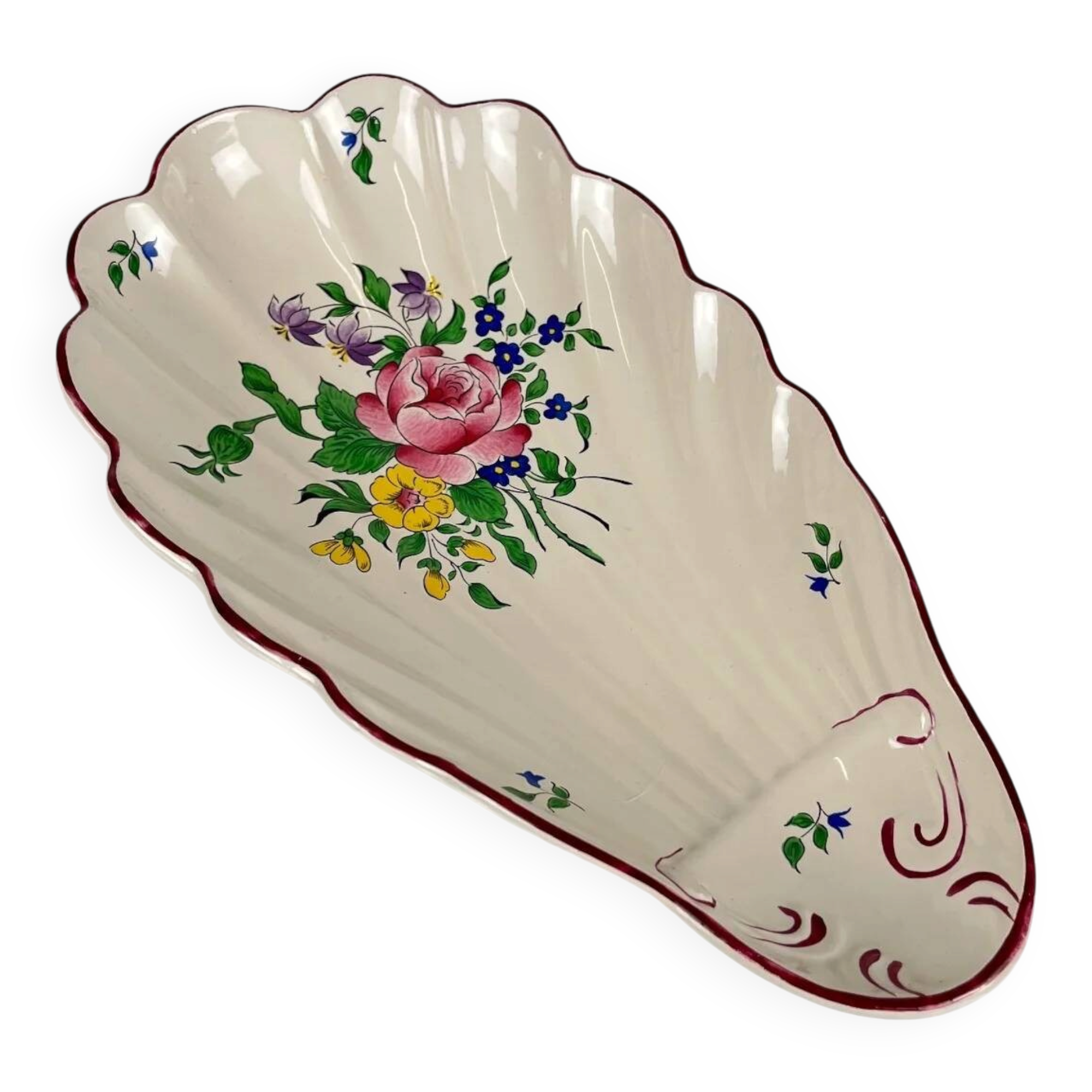 Ravier shell KG Lunéville, model "Réverbère", rose pattern