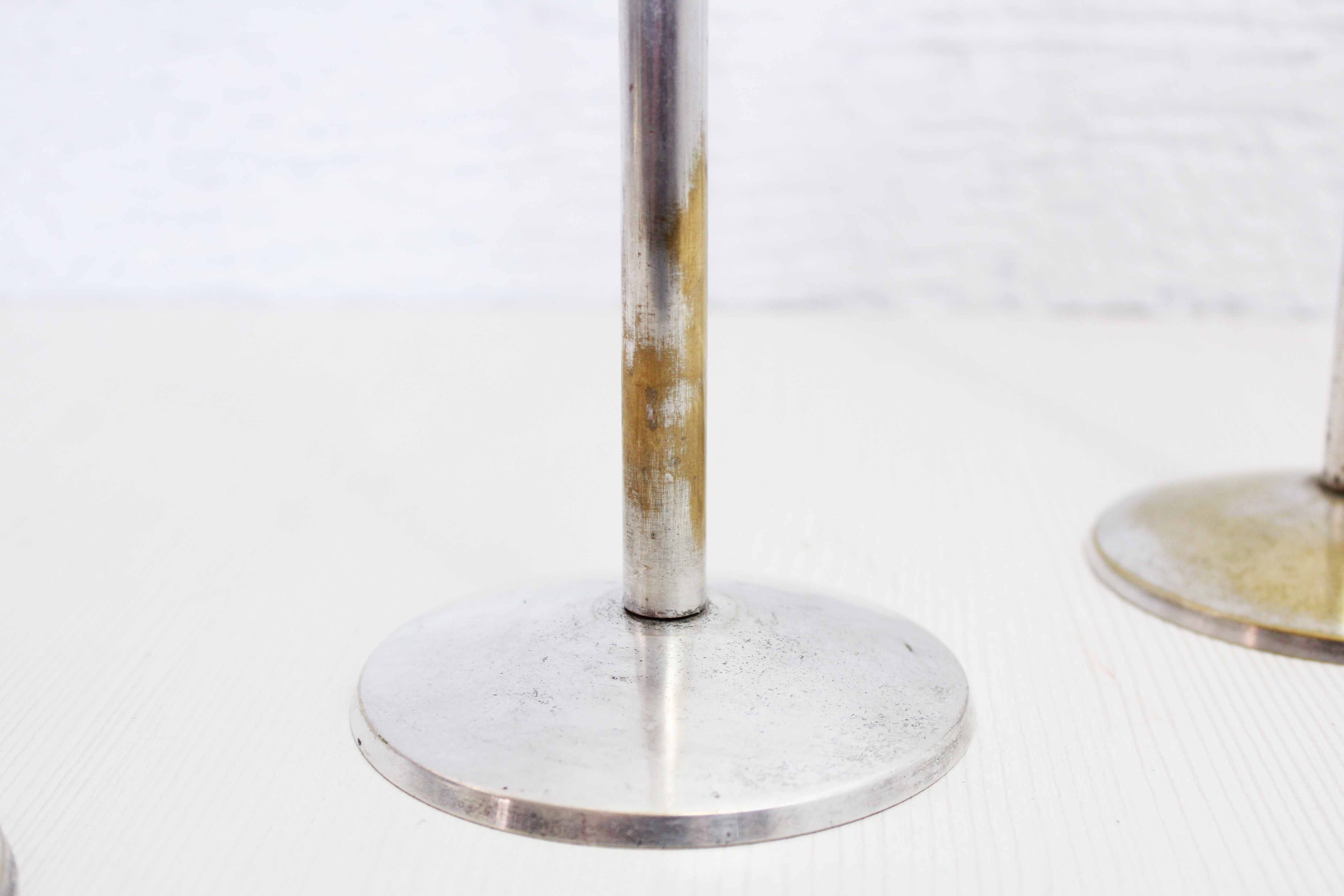 Set of 3 silver metal candle holders