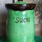 Sugar pot Vintage handmade varnishing pottery