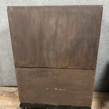 Chinese cabinet in black lacquer and colored decorations