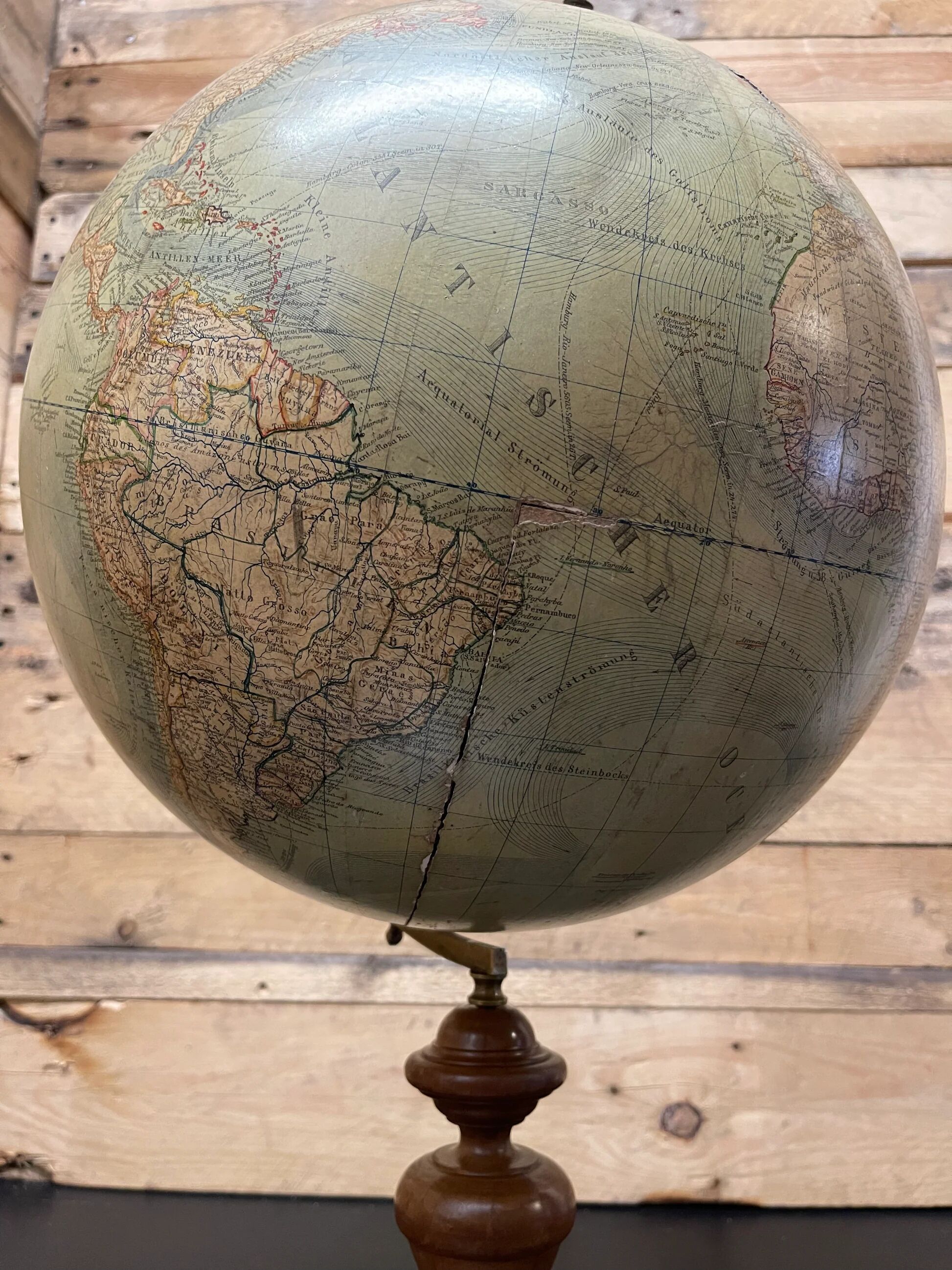 Antique German table globe by Ludwig Julius Heymann Berlin 1890
