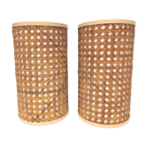 Lot de 2 appliques vintages en cannage