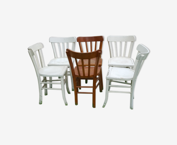 Ensemble de 6 chaises bistrot vintage 50