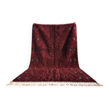 Tapis berbère marocain bordeaux 300x200 cm – motifs géométriques bleu-vert