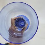 Paire De Bougeoirs Photophores Verre Bleu Soufflé En Cage Dlg Felipe Derflingher