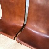 Set of 2 Spanish high-back leather slipper chairs by Pierre Lottier, 1950s