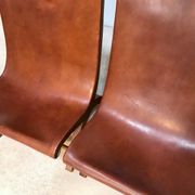 Set of 2 Spanish high-back leather slipper chairs by Pierre Lottier, 1950s