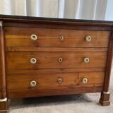 old empire chest of drawers with half column on marble