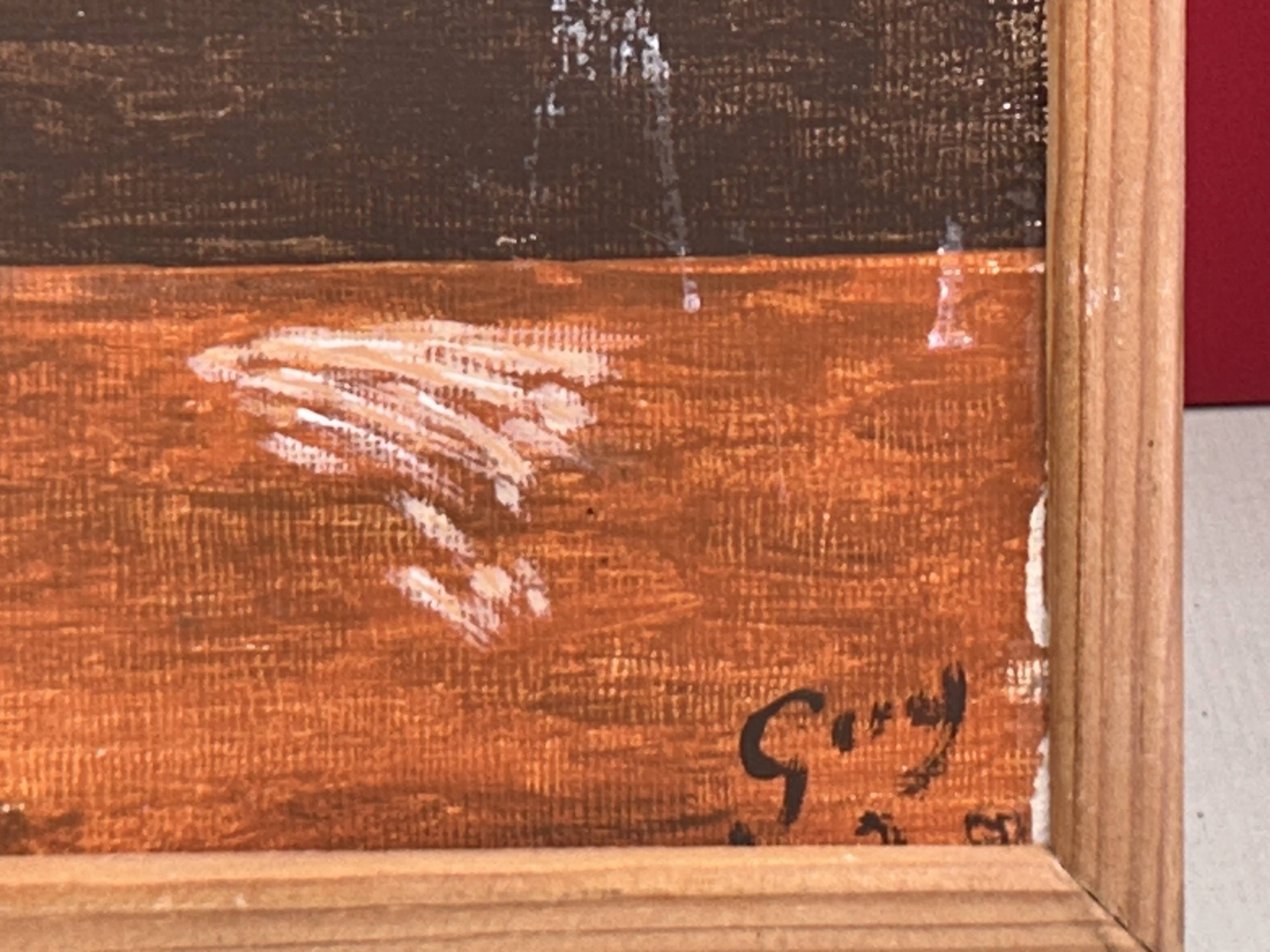 Oil on cardboard, Bouquet of flowers signature to identify Guy?