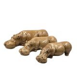 Mid-century Set of 3 ceramic hippos, Zaccagnini Italy 1950s