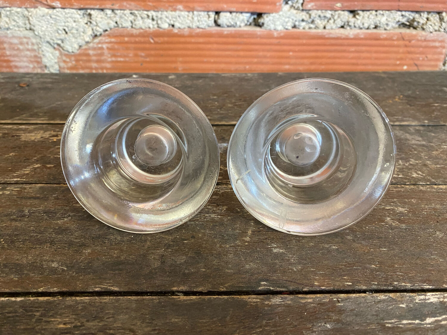 Pair of Candle Holders Design KNUT and MARIANNE HAGBERG Vintage Moulded Glass