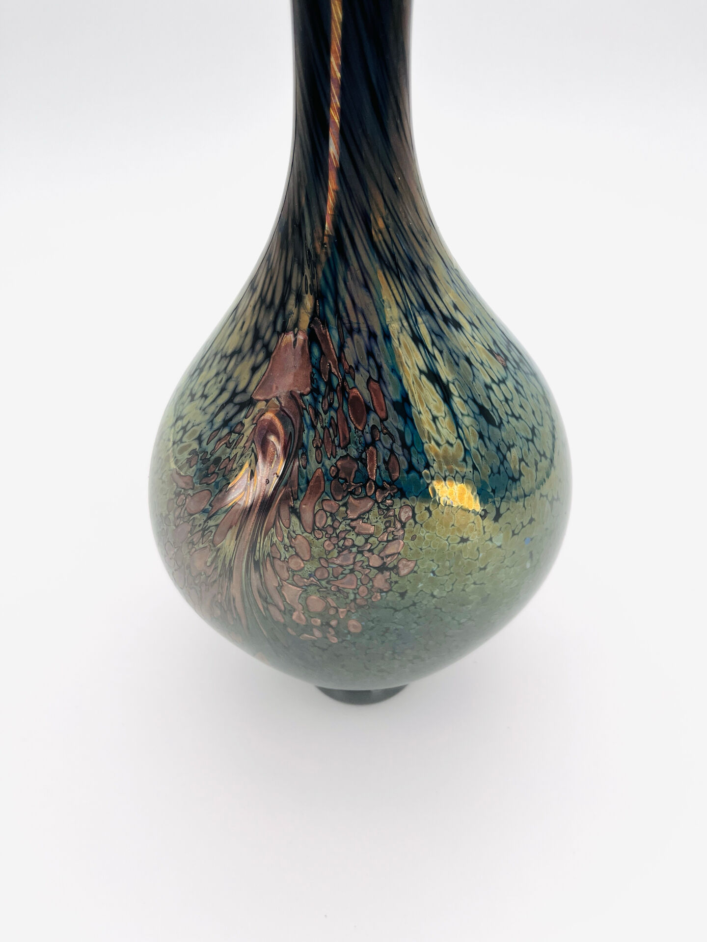 Vase R Pierini Studio Glass 1984 Copper 27cm Mineral Inclusions Signed