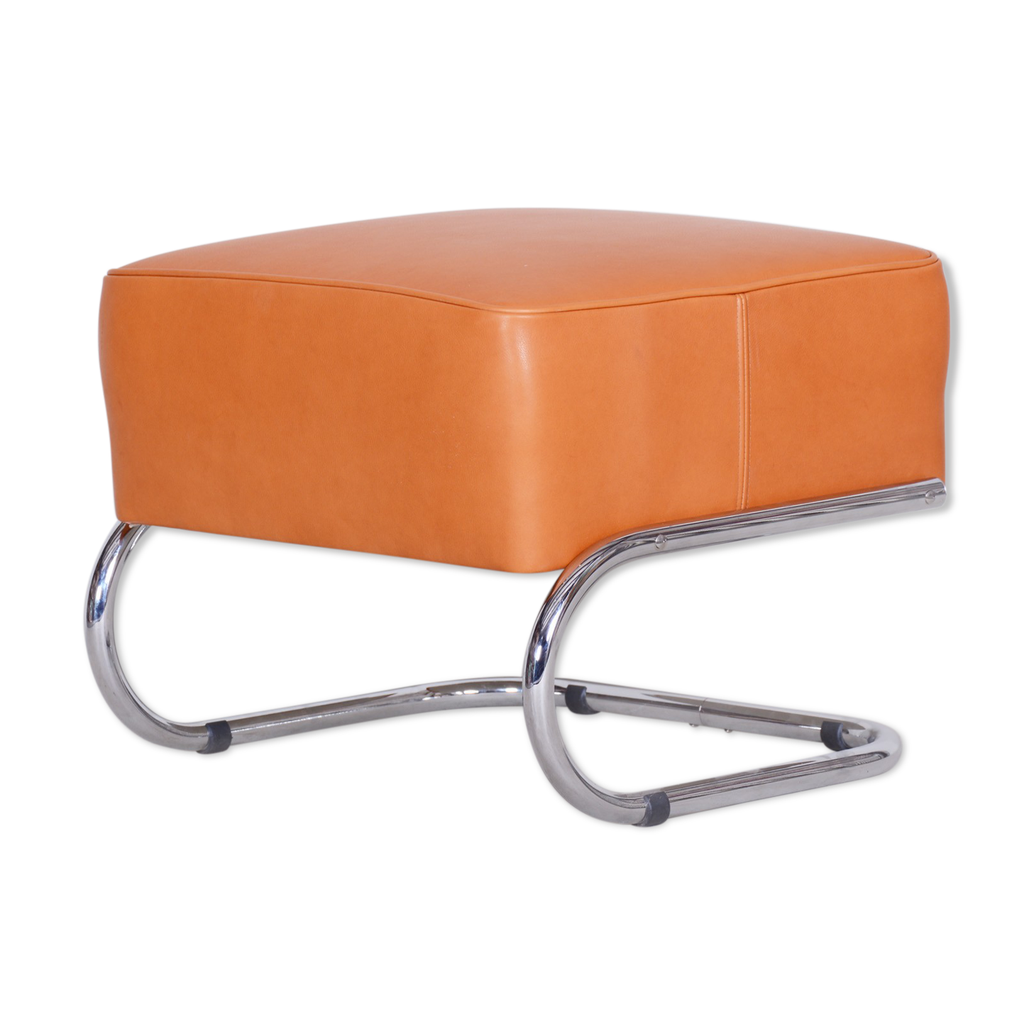 Orange Slezak foot stool made in 1930s Czechia