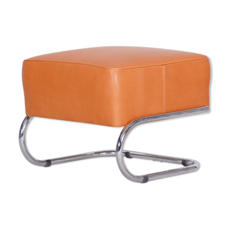 Orange Slezak foot stool made in 1930s Czechia