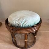 Pouf en rotin vintage