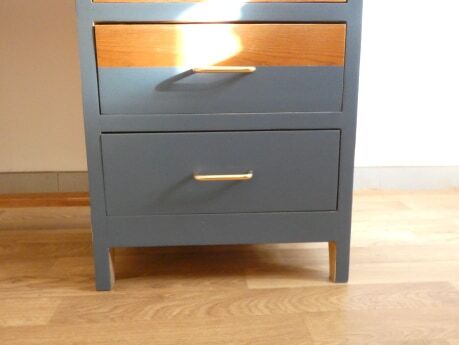 Bureau années 50 bleu nuit et sa chaise assortie
