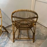 Pair of rattan armchairs with armrests 60s/70s