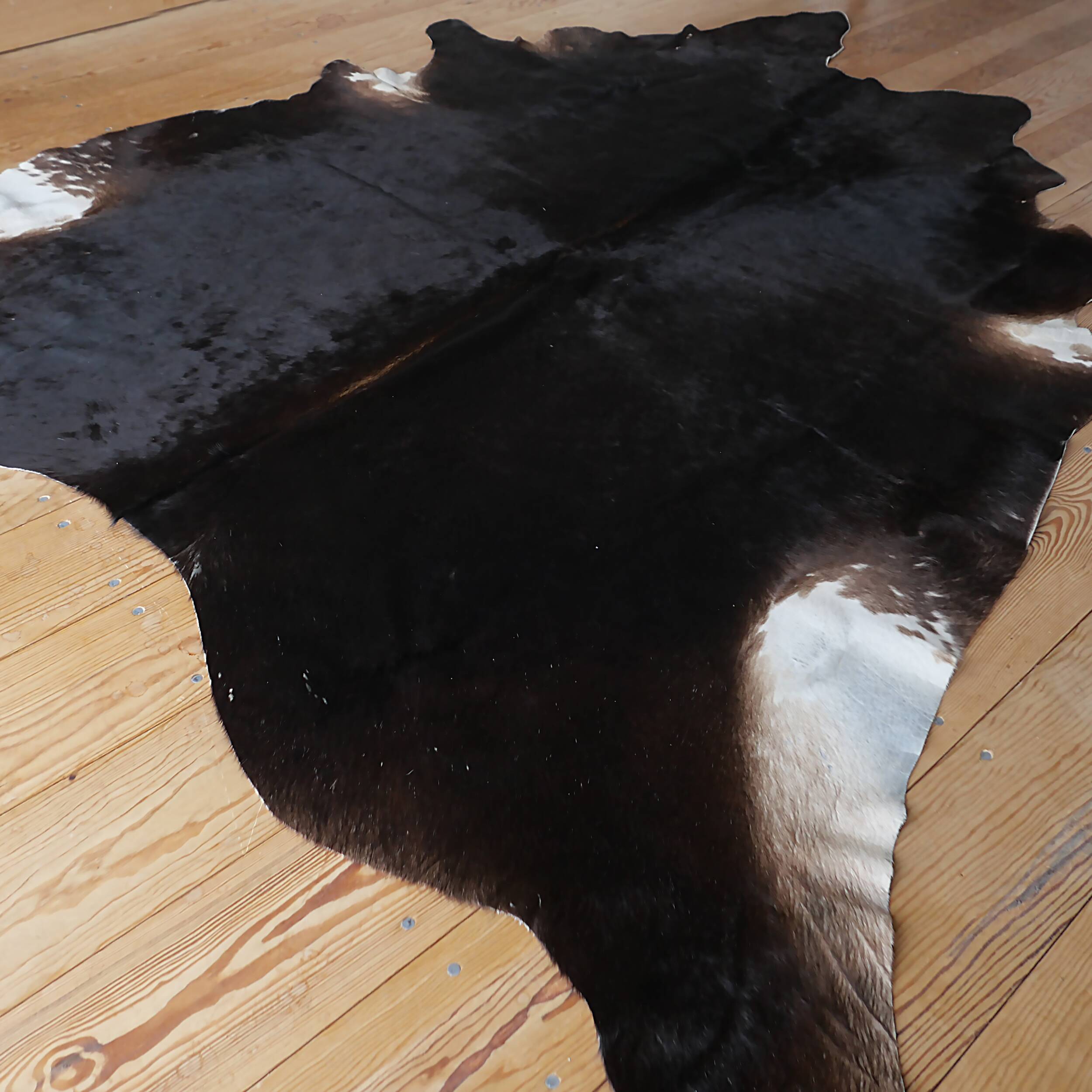 Genuine cowhide living room rug, vintage design, 1970s