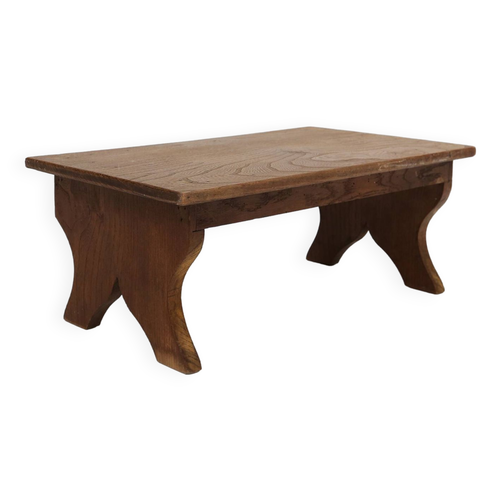 Small rustic wooden stool with curved base, France ca. 1900