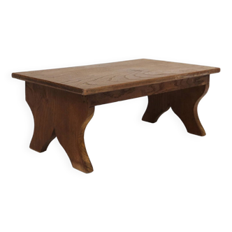 Small rustic wooden stool with curved base, France ca. 1900
